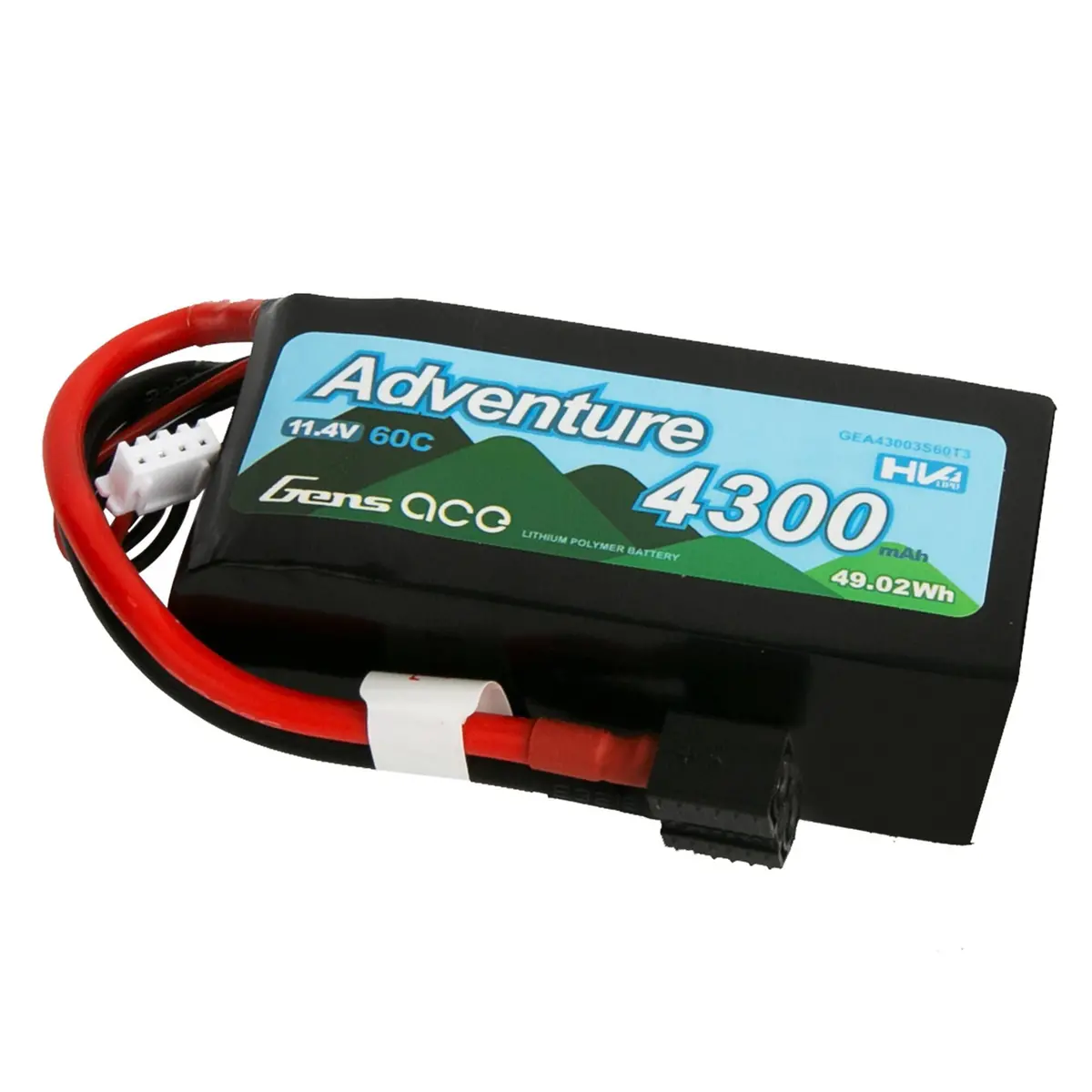 Gens Ace Adventure High Voltage 4300Mah 3S1p 11.4V 60C Lipo Battery With Deans And Xt60 Adapter 1