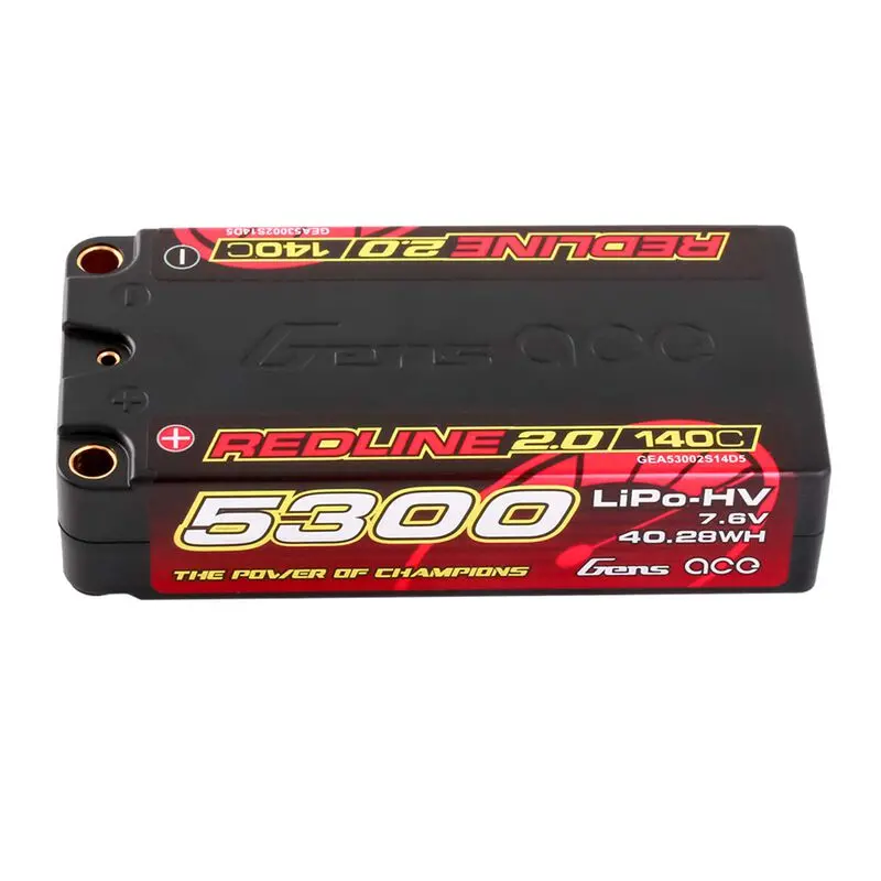 Gens Ace 7.6V 5300Mah 2S 140C Lihv Shorty 5.0Mm  Bullet Redline 2.0 1