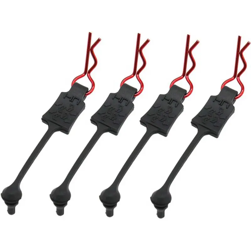 Hot Racing Body Clip Retainers, Red (4): 1/10 1