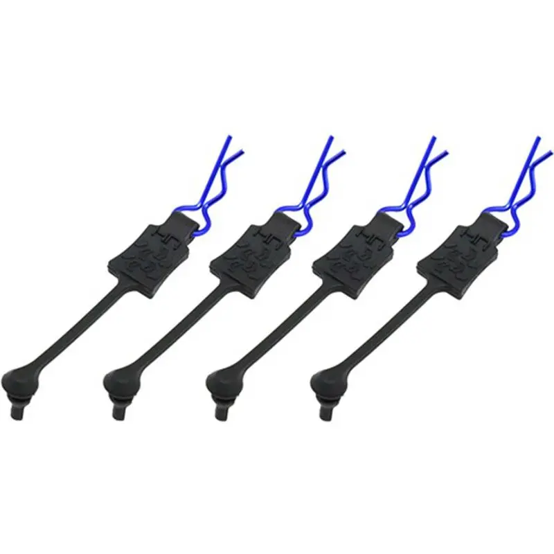 Hot Racing Body Clip Retainers, Blue (4): 1/10 1