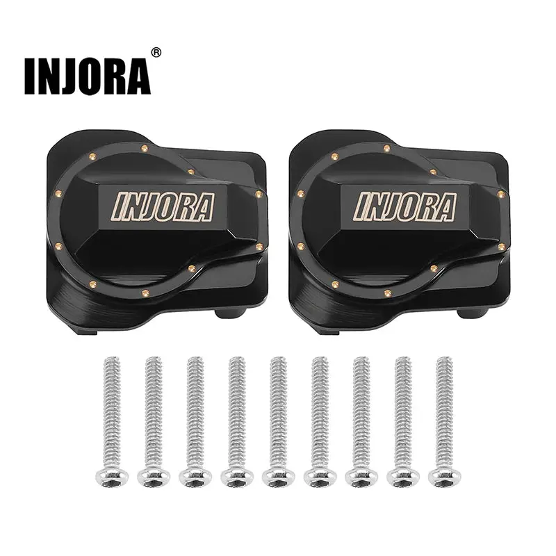 Injora 9G/Pcs Black Coating Brass Front Rear Diff Covers For 1/18 Trx4m (4M-62) 1
