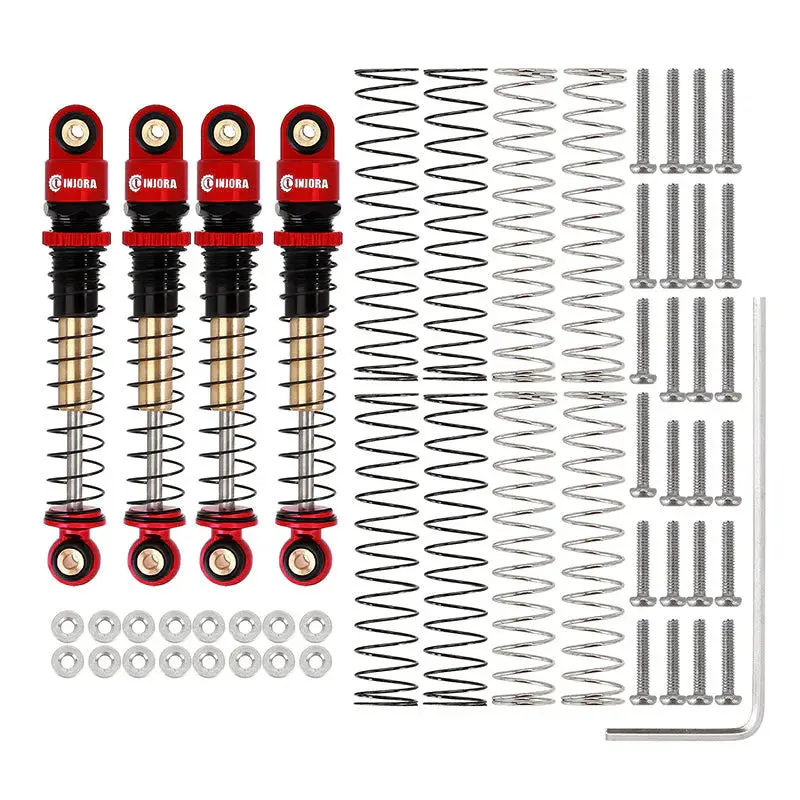 Injora 43Mm Aluminum Threaded Double Barrel Shocks Dampers For Axial Scx24 Red 1