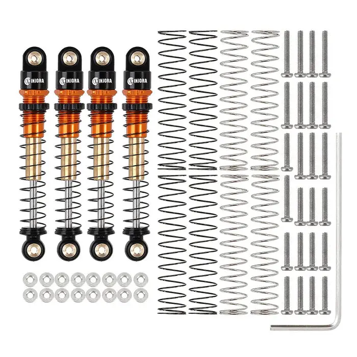 Injora 43Mm Aluminum Threaded Double Barrel Shocks Dampers For Axial Scx24 Gold 1