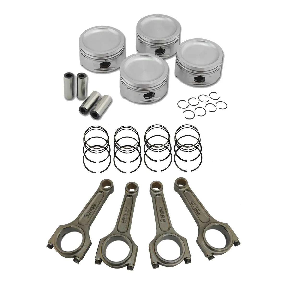 Spa Turbo Forged Piston And Rings Set 81Mm Vw 1.8L 8V + Vw 144Mm X 20Mm Super A Connecting Rod Set 3/8" Bolt (1000Hp) 1