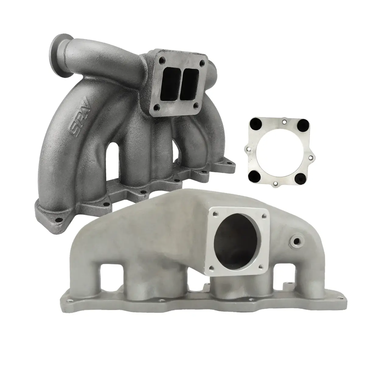 Vw Vr6 12V Obdi Short Runner Induction Intake Manifold + Vw Vr6 12V Twin Scroll T4 Top Mount Turbo Manifold - Dual V-Band Wastegates + Obd2 Flange 1