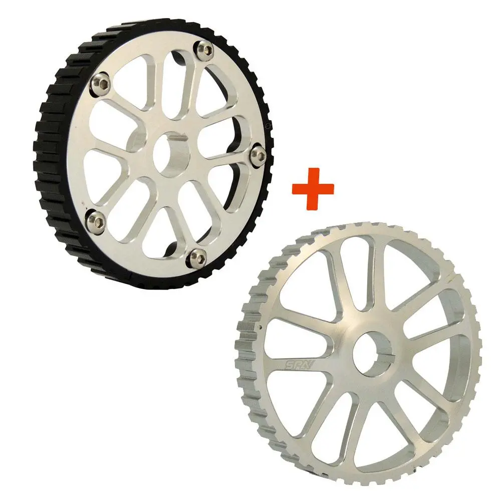 Vw 74-98 8V Y Series Adjustable Cam Gear Pulley + Lightweight Intermediate Shaft Pulley - Black/Silver 1