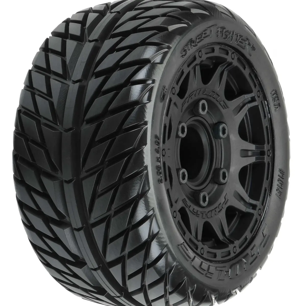 Pro-Line 1/10 Street Fighter Lp Fr/Rr 2.8" Mt Tires Mounted 12Mm Blk Raid (2) 1