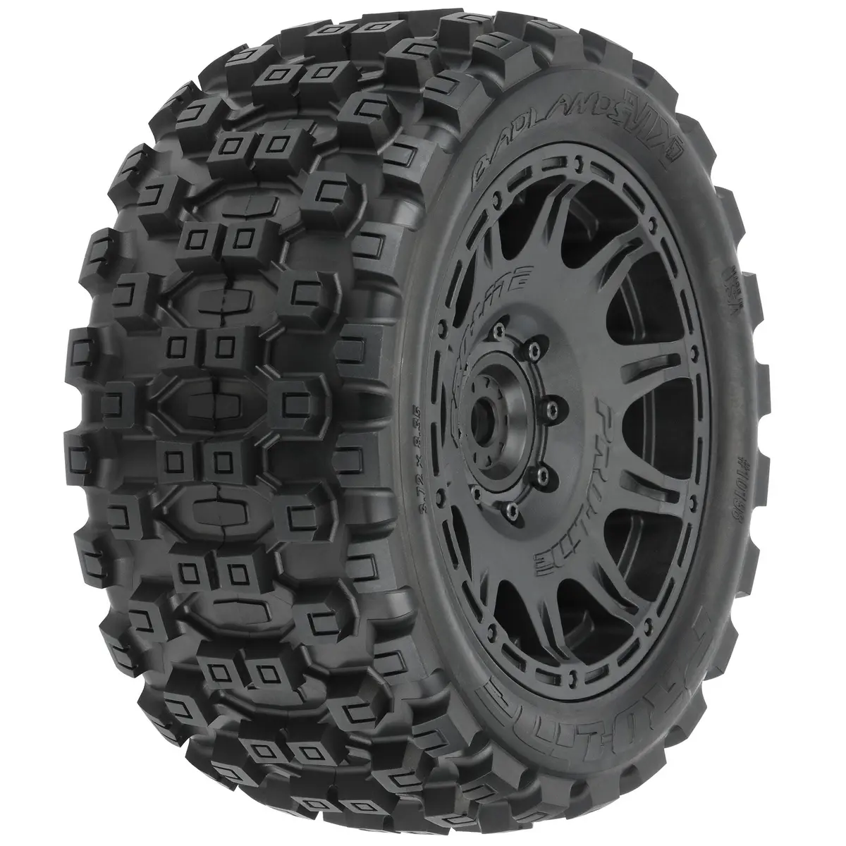 1/6 Badlands Mx57 Front/Rear 5.7” Tires Mounted On Raid 8X48 Removable 24Mm Hex Wheels (2): Black 1