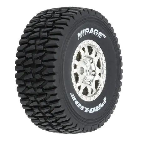 Mirage Tt F/R Tires Mounted 12Mm Hex Satin Silver Impulse (4) For Arrma Mojave Grom 1