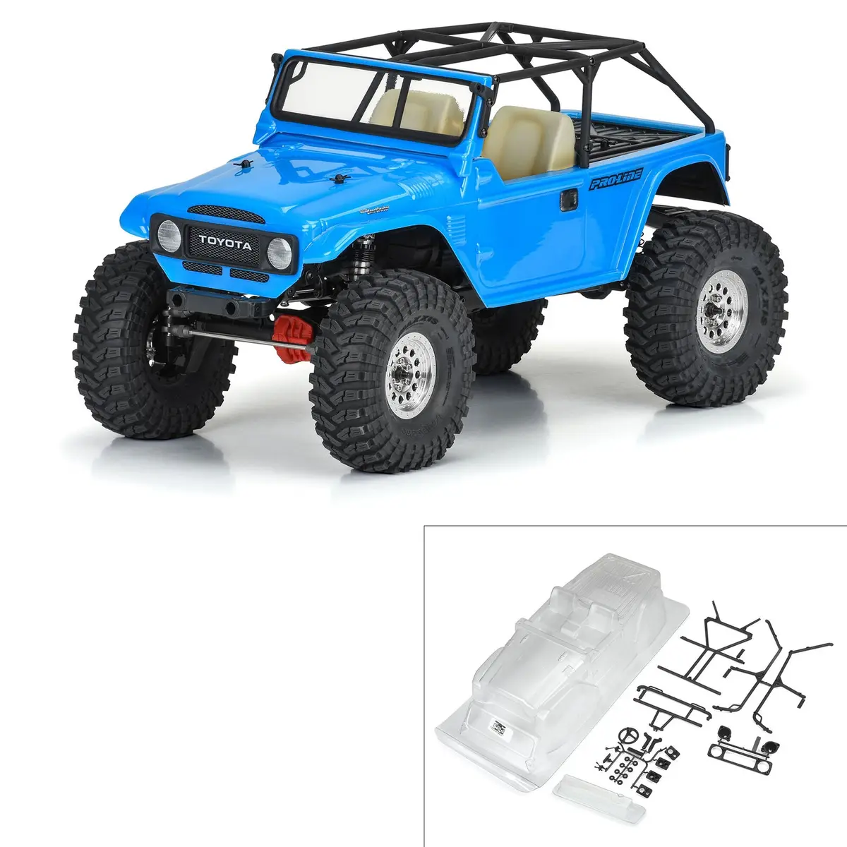 1979 Toyota Land Cruiser Fj40 Clear Body With Trail Cage & Scale Molded Accessories For 12.3"" (313Mm) Wheelbase Scale Crawlers 1