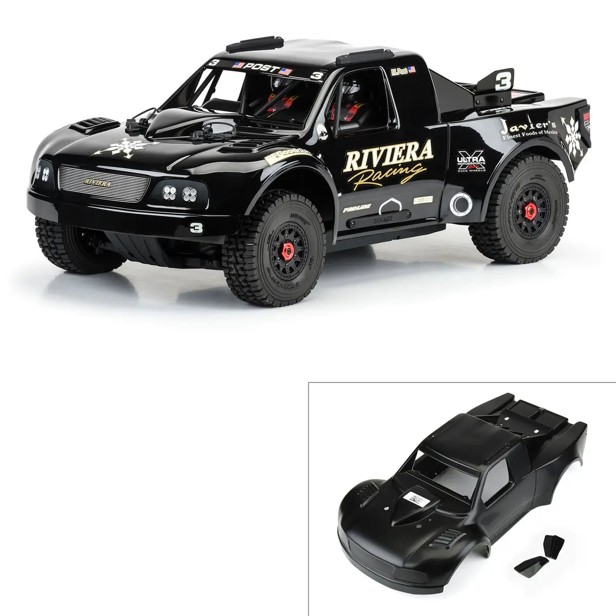 Pre-Cut 1997 Ford F-150 Trophy Truck “Riviera Edition” Tough Color (Black) Body For Arrma Mojave 4S 1