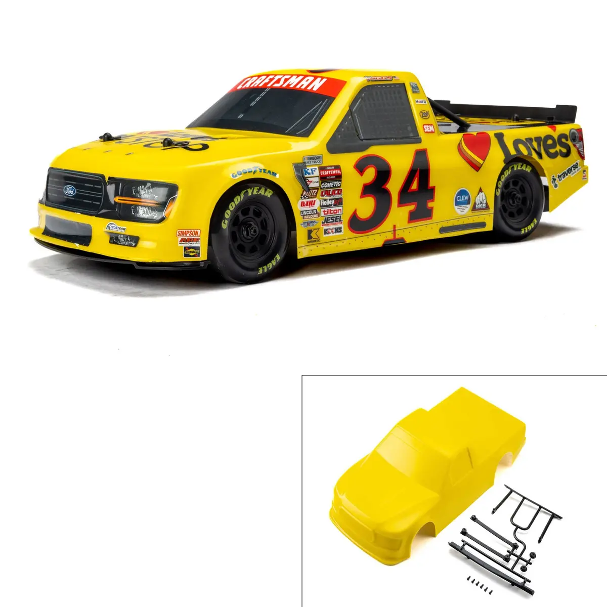 Pro-Line Limited Edition Pre-Painted/Pre-Cut Layne Riggs #34 Love's Body For Losi Nascar 1