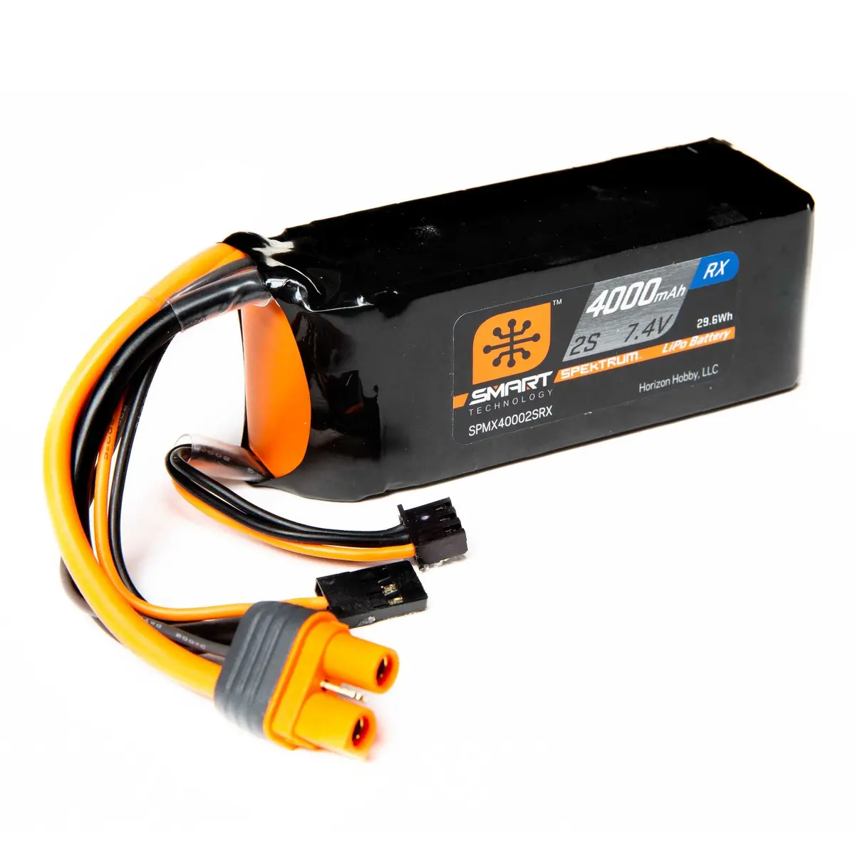 Spmx40002srx 4000Mah 2S 7.4V Smart Lipo Receiver Battery; Ic3 1