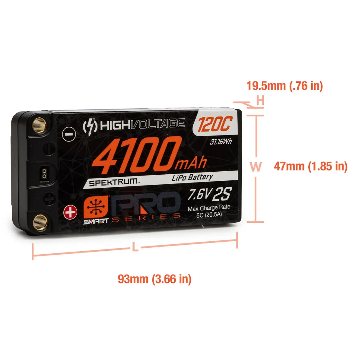Spmx412s120ht 4100Mah 2S 7.6V Smart Pro Race Hv Lipo 120C: 5Mm 1