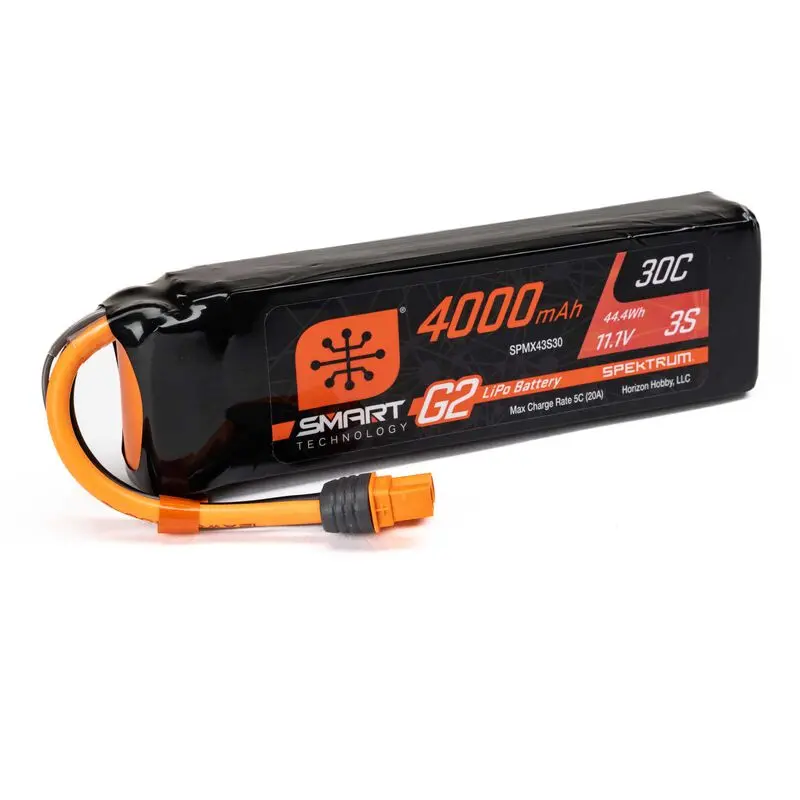 Spektrum 4000Mah 3S 11.1V Smart G2 Lipo Battery 30C; Ic3 1