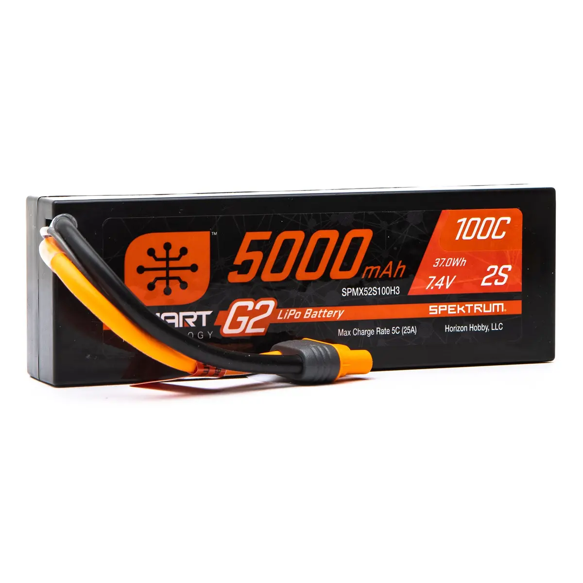 Spektrum Spmx52s100h3 7.4V 5000Mah 2S 100C Smart G2 Hardcase Lipo Battery: Ic3 1
