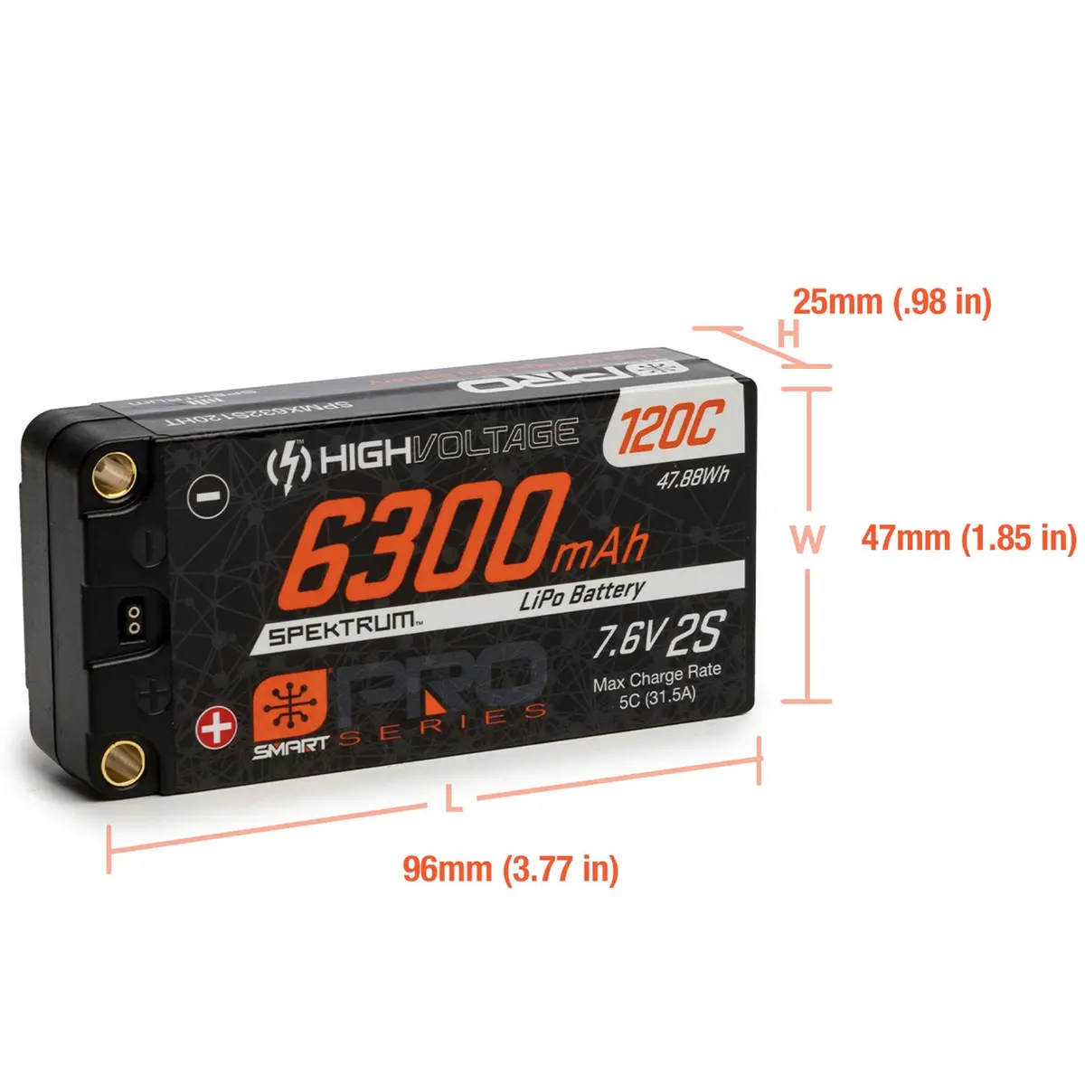 Spmx632s120ht 6300Mah 2S 7.6V Smart Pro Race Hv Lipo 120C: 5Mm 1