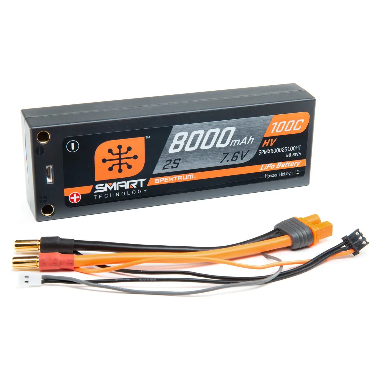 Spmx80002s100ht 8000Mah 2S 7.6V 100C Smart Hv Lipo Case; 5Mm Tubes 1