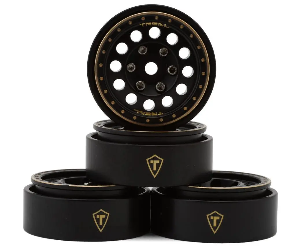 Treal Hobby Type A 1.0" 12-Hole Brass Beadlock Wheels (Black) (4) (40G) 1