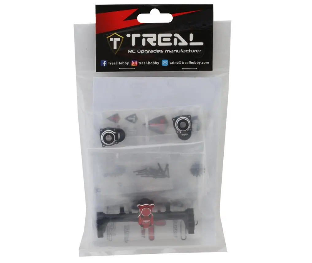 Treal Hobby Axial Scx24 Aluminum Rear Portal Axle Upgrade Kit (Black) 1