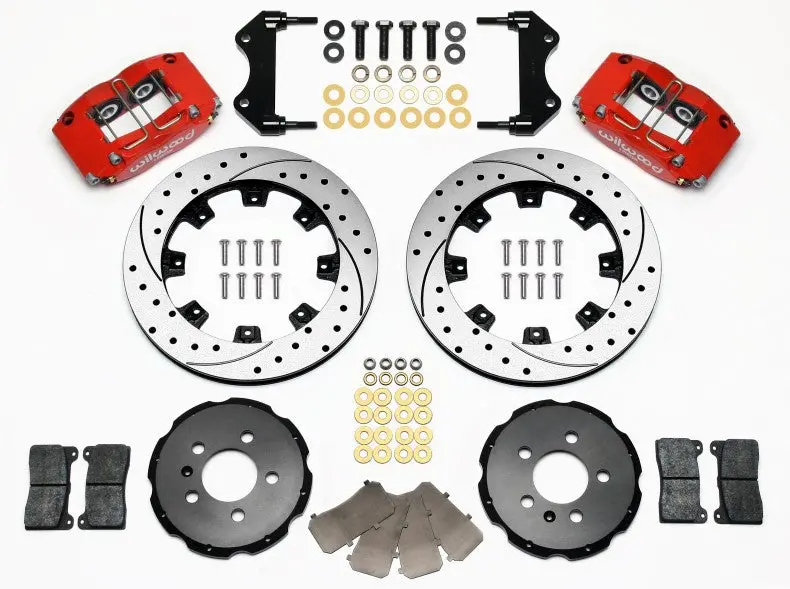 Wilwood Dynapro Radial Front Kit 12.19In Drilled Rotors W/ 4-Piston Red Calipers - Mk4 Golf/Jetta 1
