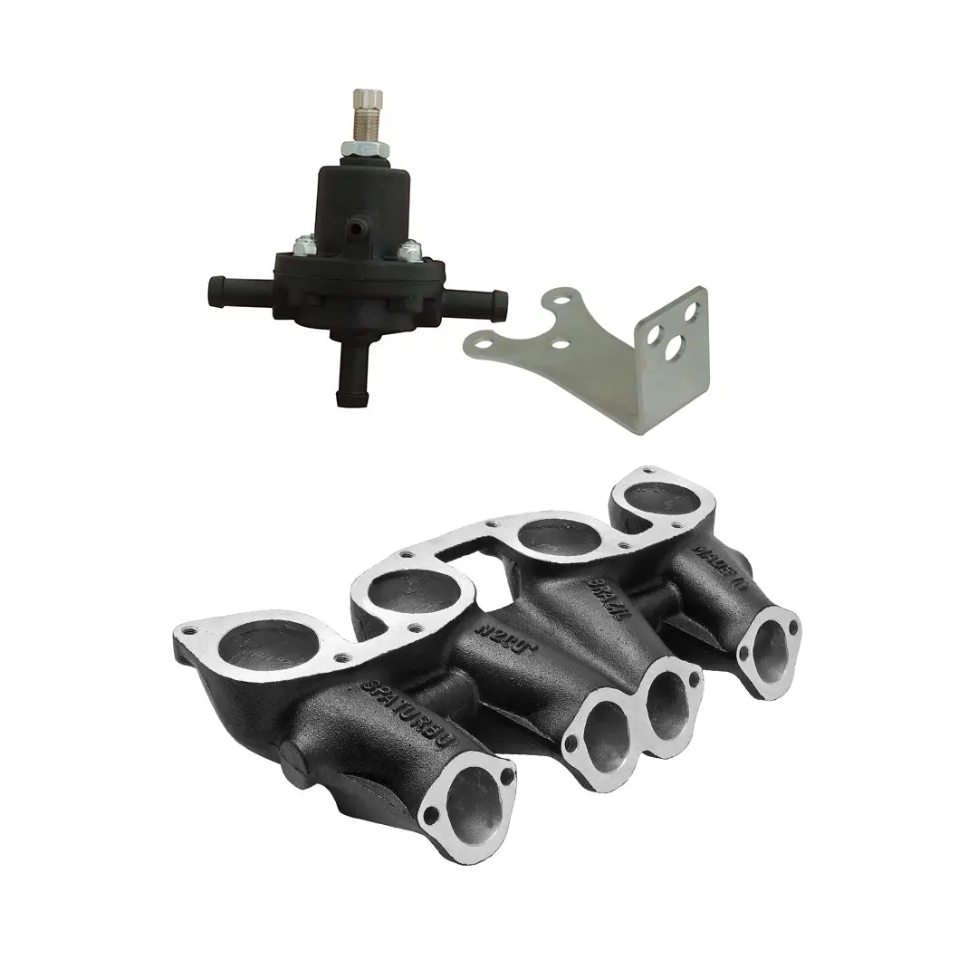 Vw Mki Mkii Gti 1.8L 2.0L 8V Sohc Dual Downdraft Intake Manifold - Black + 0-30 Psi Fuel Pressure Regulator + Bracket 1