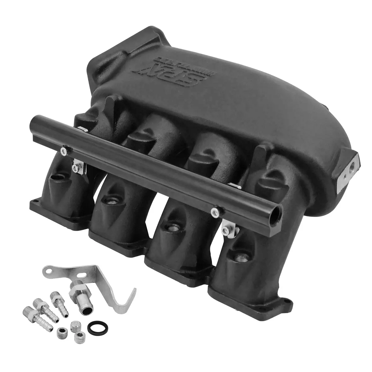 Spa Turbo Cast Aluminum Intake Manifold For Transverse Vw/Audi 1.8T With 4 Injectors Fuel Rail Kit (Left Side Without Throttle Bolt Holes) - Black 1