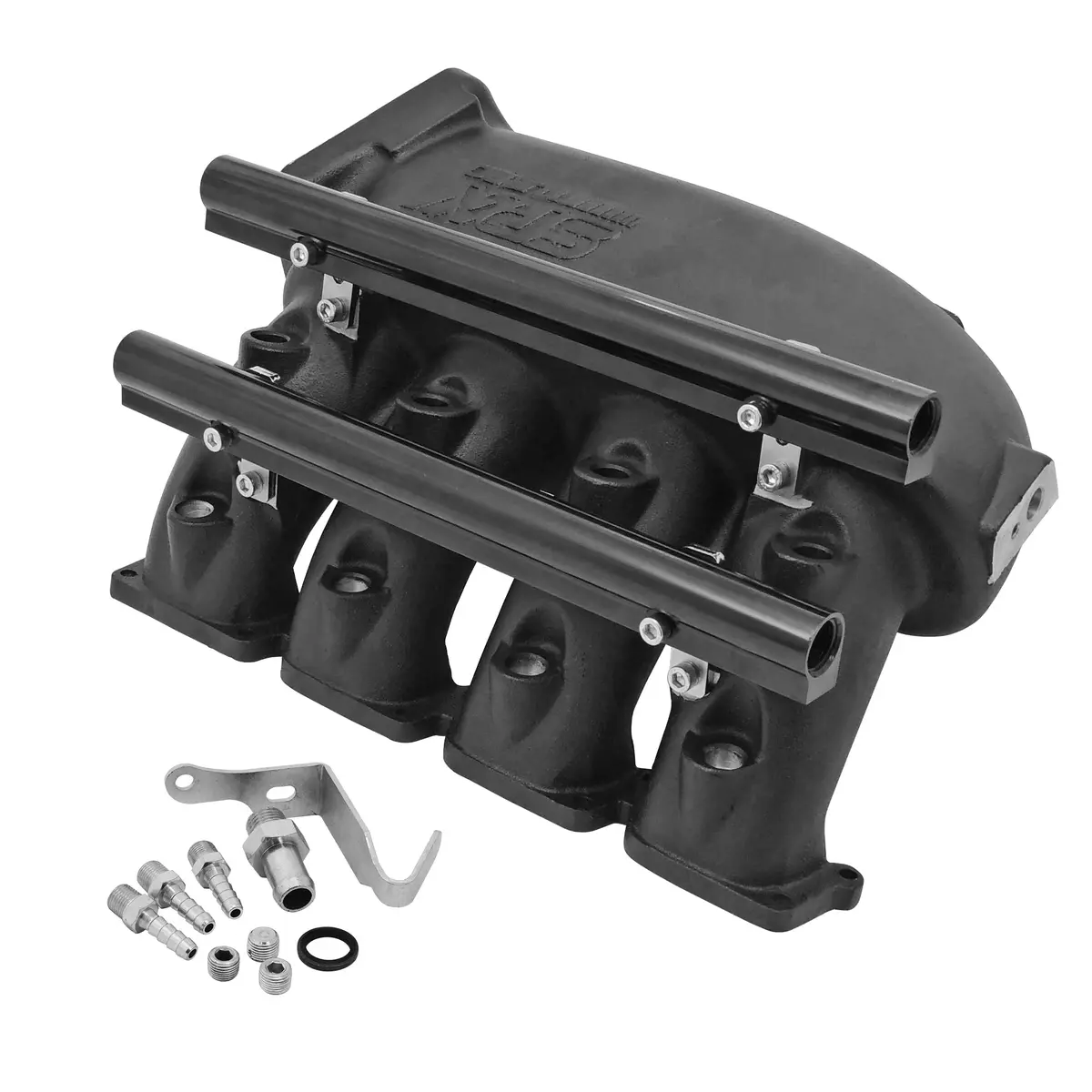 Spa Turbo Cast Aluminum Intake Manifold For Transverse Vw/Audi 1.8T With 8 Injectors Fuel Rail Kit (Left Side Without Throttle Bolt Holes) - Black 1