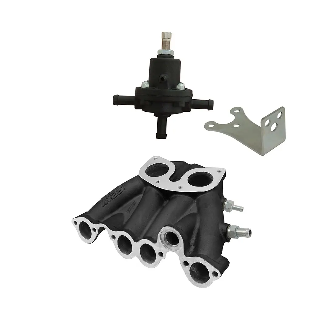 Vw Mki Mkii Gti 1.8L 2.0L 8V Sohc Single Downdraft Intake Manifold - Black + 0-30 Psi Fuel Pressure Regulator + Bracket 1