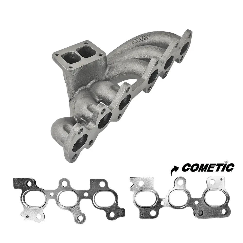 Toyota / Lexus 2Jz-Gte T4 Top Mount Twin Scroll Cast Turbo Manifold V-Band Wastegate + Cometic Mls Exhaust Manifold Gasket 1