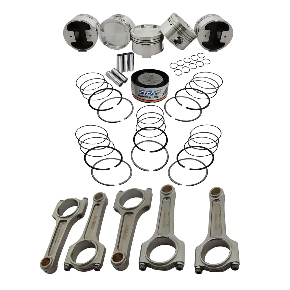 Spa Turbo Forged Flat Top Piston And Rings Set 83.5Mm + 144Mm X 20Mm High Performance Basic Connecting Rod Set 7/16" Bolt (1100Hp) For Fiat/Lancia Inline 5Cyl 20V 1