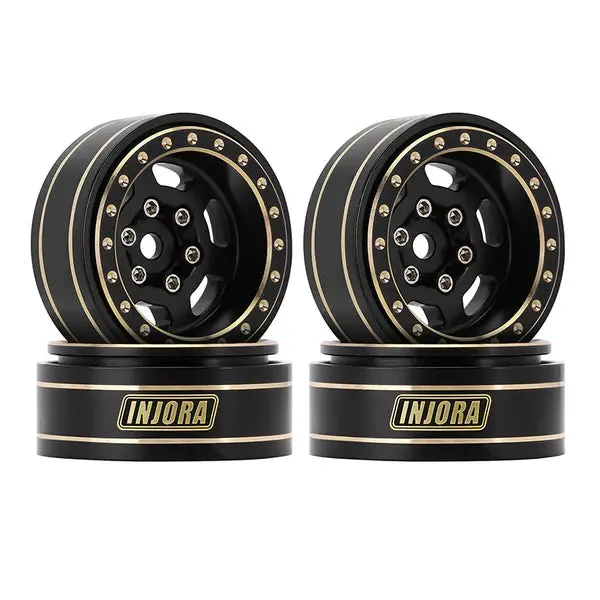 Injora 1.0 Plus 6-Spoke Brass Beadlock Wheels 43G/Pcs Offset -3.75Mm For 1/18 1/24 Rc Crawler (4) (W1103) 1