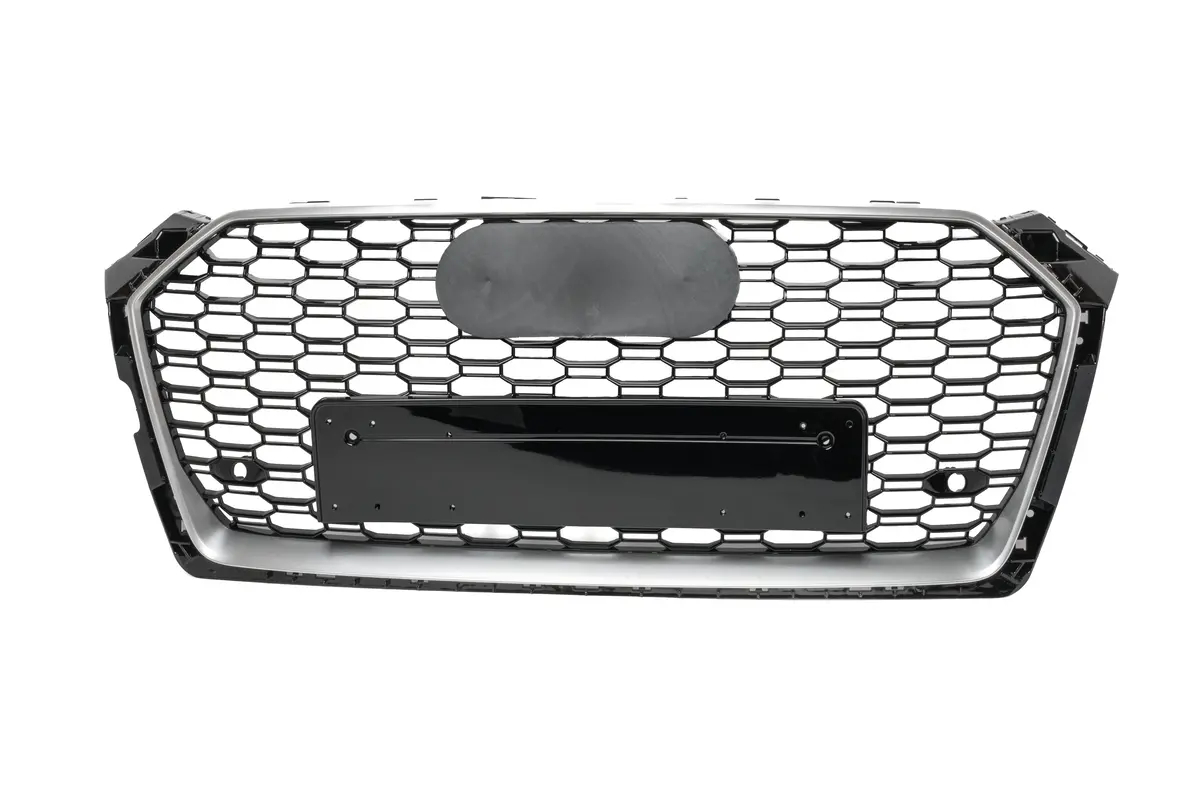 Rs-Style Grille For 8W A5/S5/Rs5 - Black With Silver Frame - Black Quattro 1