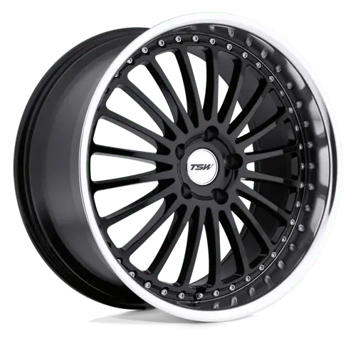 Tsw Silverstone 17X8 5X112 Et45 Gloss Black W/ Mirror Cut Lip 1