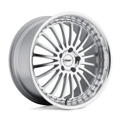 Tsw Silverstone 17X8 5X120 Et20 Silver W/ Mirror Cut Face & Lip 1