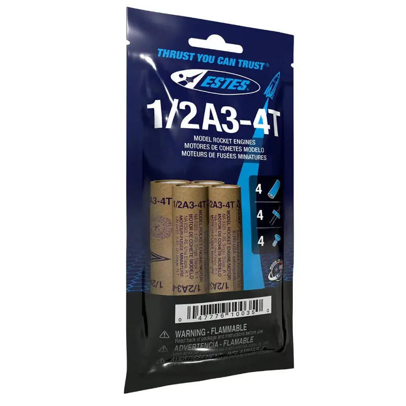 Estes 1/2A3-4T Model Rocket Engines, (4Pk) 1