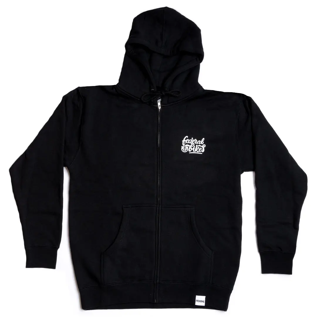 Federal Script Zip Up Hoodie - Black 1