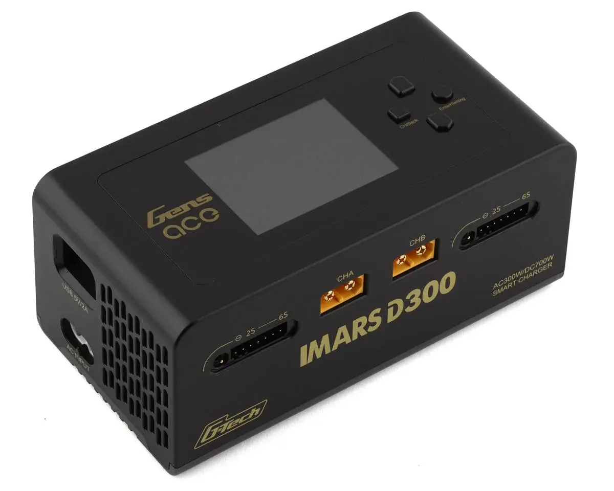 Gens Ace Imars D300 G-Tech Smart Dual Ac/Dc Charger (6S/16A) (Black) (Ac-300W) (Dc-350W X2) 1