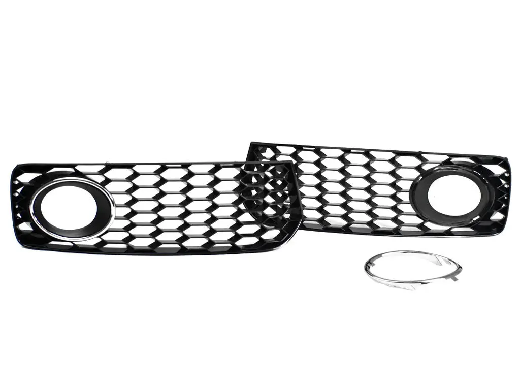 Audi A5 S-Line / S5 B8 Rs5 Style Black Fog Light Grilles W/ Chrome Trim 1