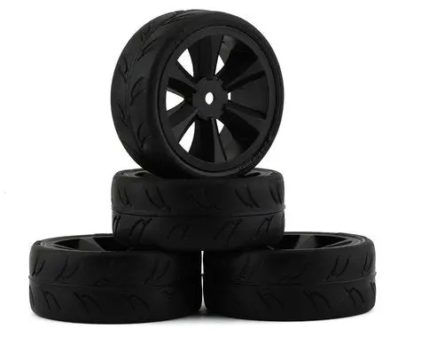 Gravity Rc 12Mm Hex Usgt Pre-Mounted 1/10 Gt Rubber Tires W/Gt Wheel (Black) (4) 1