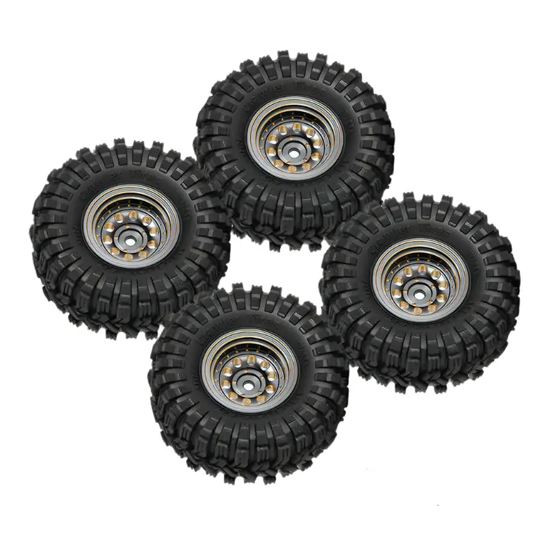 Injora 1.0" 58*24Mm -2.65Mm Offset Brass Beadlock Wheel Set For 1/24 1/18 Rc Crawler 1
