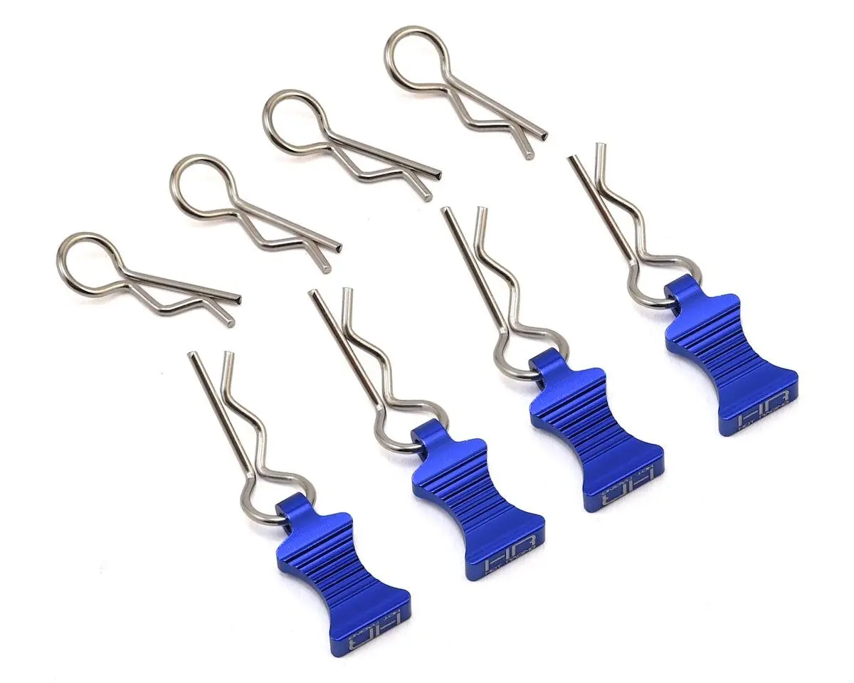 Hot Racing 1/10 Aluminum Ez Pulls (Blue) With Body Clips – 4 Pulls & 8 Clips [Hraac03ez06] 1