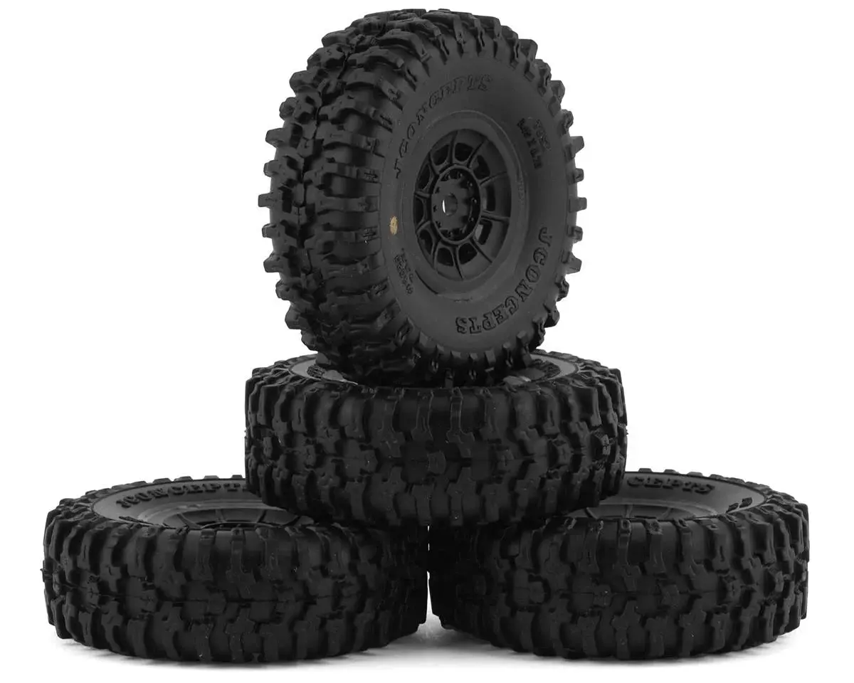 Jconcepts Tusk 1.0" Pre-Mounted Tires W/Hazard Wheel (Black) (4) (Gold) 1