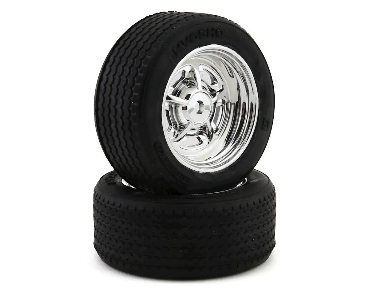 Kyosho Fazer Pre-Mounted Vintage Sedan Tires (Chrome) (2) (Medium) W/Rostyle 12Mm Hex Wheels 1