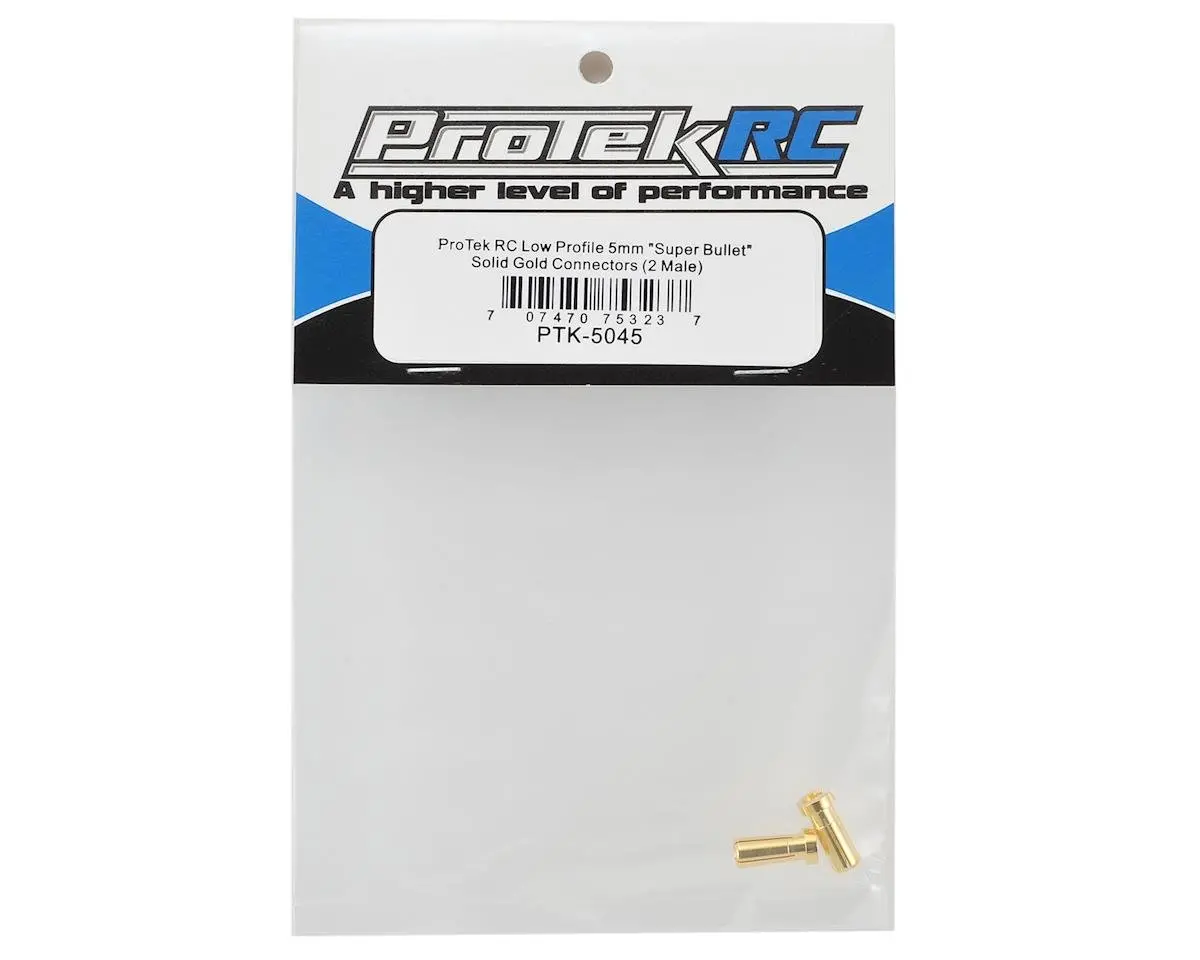Protek Rc Low Profile 5Mm "Super Bullet" Solid Gold Connectors (2 Male) 1