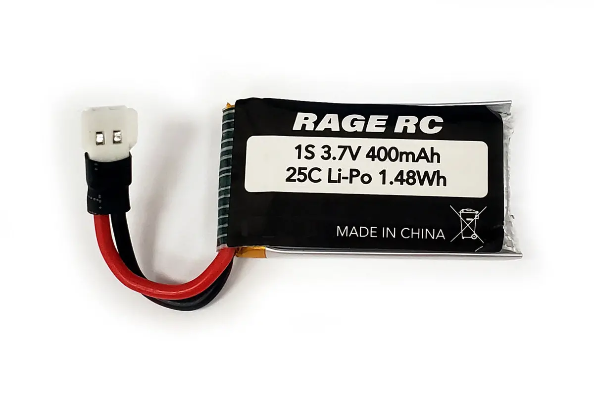 Rage Rc 1S 3.7V 400Mah 25C Lipo Battery; Tempest 600, Super Cub Mx, Micro Warbirds 1