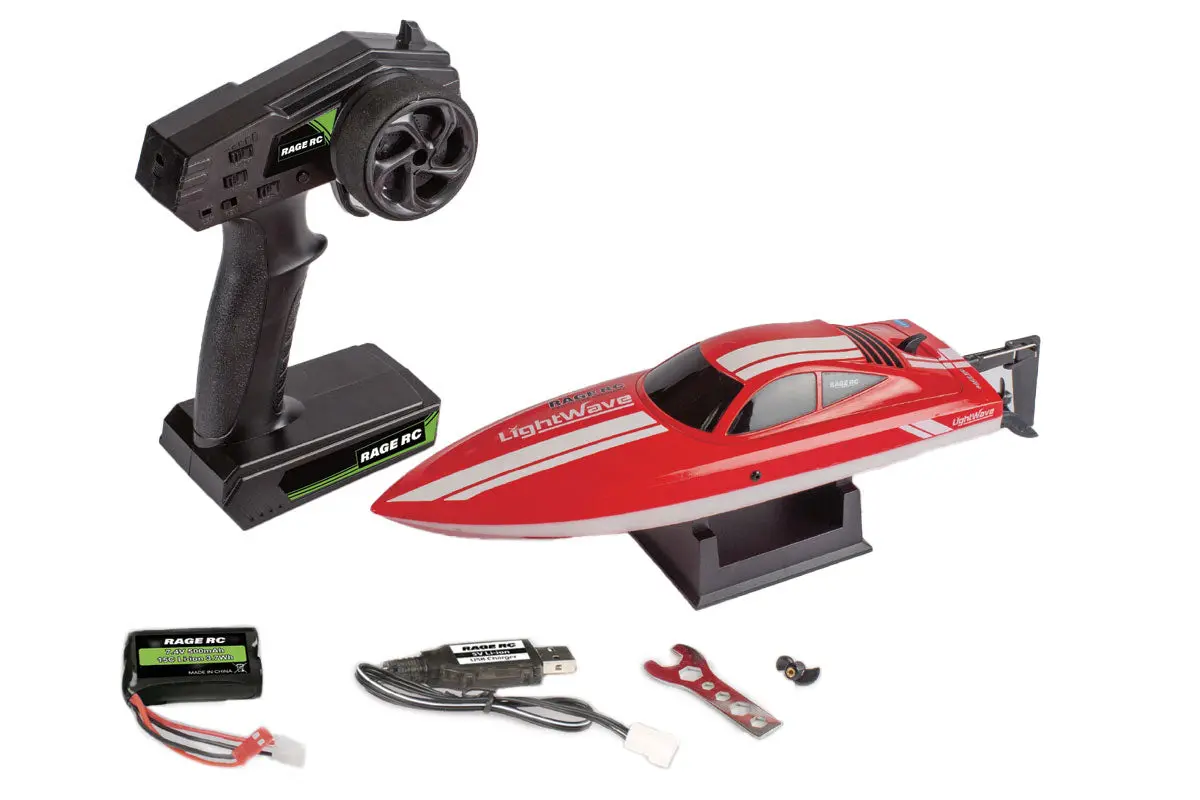 Rage Rc Lightwave Electric Micro Rtr Boat; Red 1