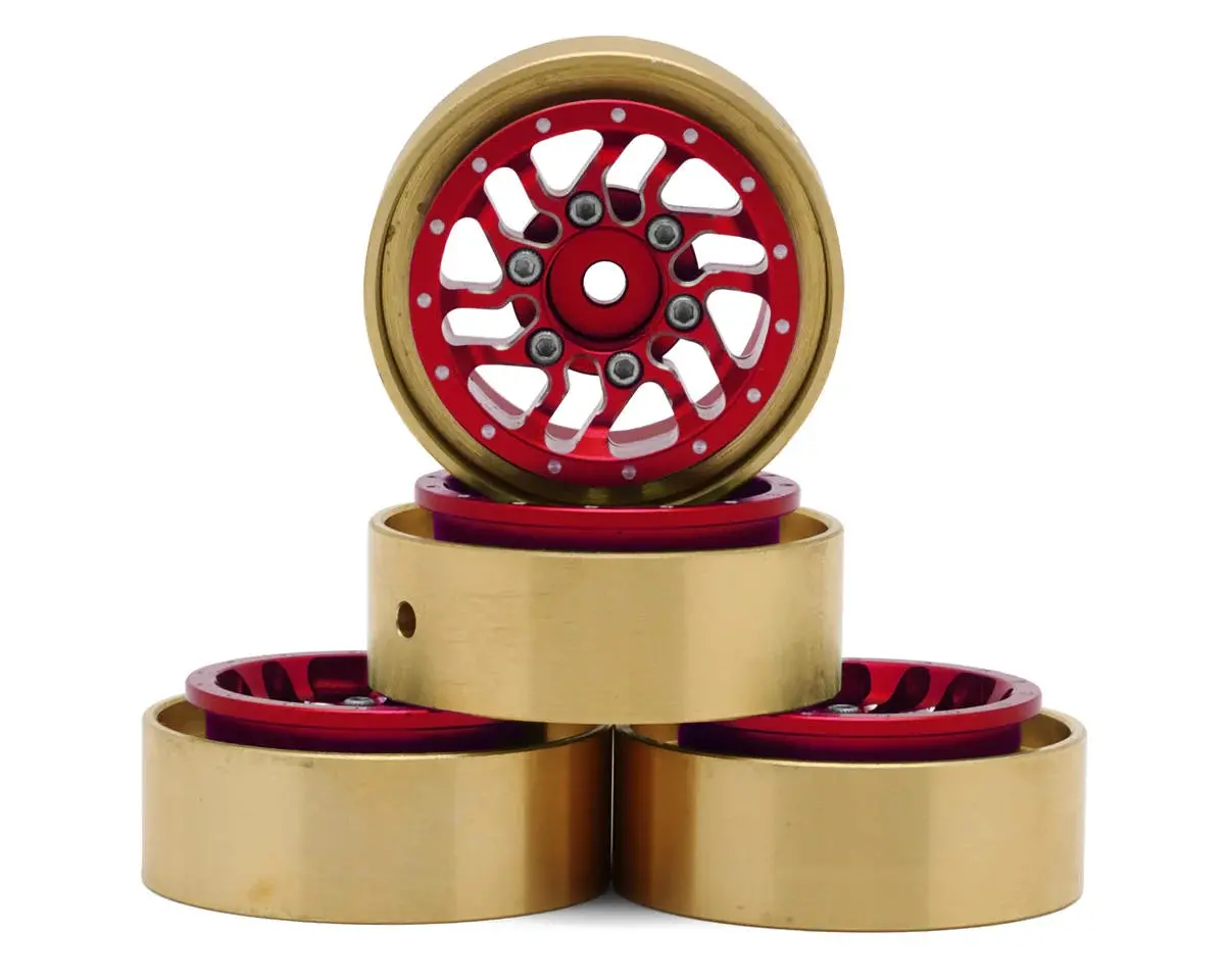 Samix Aluminum/Brass Bead-Lock Wheels For Traxxas Trx-4M (Red) (4) (35G) (Adj. Offset) 1