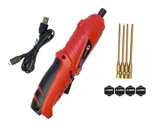 Electric Mini Screwdriver With Tin Coated 4 Piece Metric Hex Bit Set 1