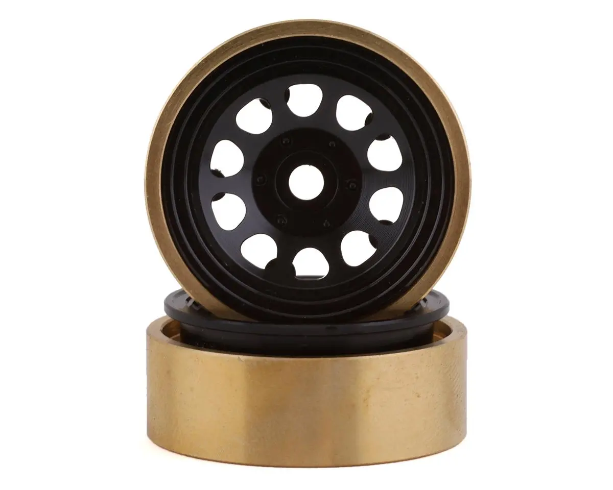 Ssd Rc Scx24 1.0” Aluminum/Brass D Hole Beadlock Wheels (Black) (2) 1